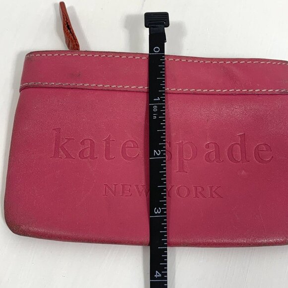 KATE SPADE Barbie Pink Key Chain Card Holder Zip Top Leather Bill & Coin Wallet - Picture 9 of 9